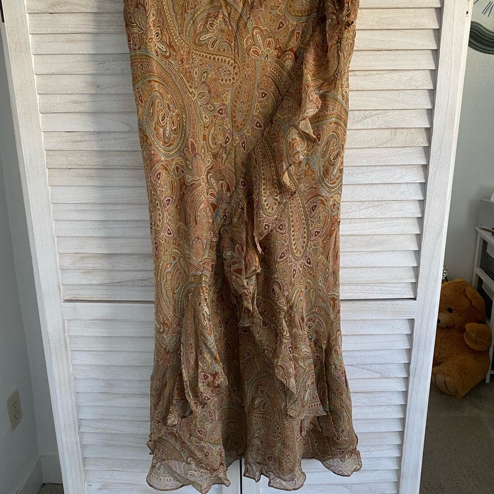 Ralph Lauren Size Large 100% Silk Long Maxi Skirt